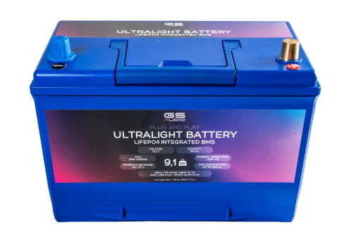 Batterie GS AUDIO 100Ah LifePo4 13,2V 9,1kg -ultralégère  - CCA:3800A